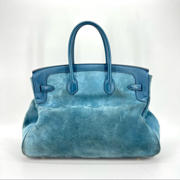 HERMES suede blue Birkin 35cm
