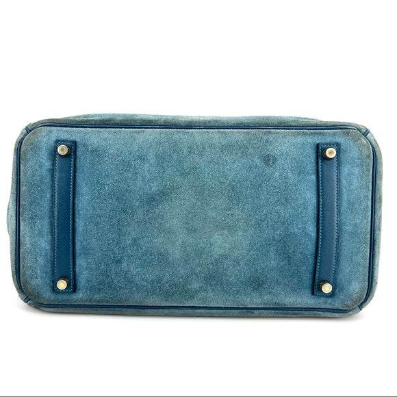 HERMES suede blue Birkin 35cm