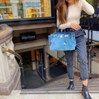 HERMES suede blue Birkin 35cm
