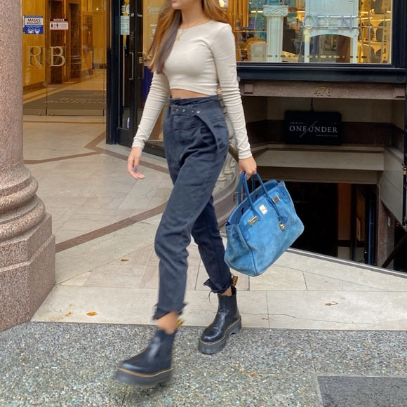 HERMES suede blue Birkin 35cm