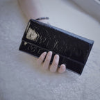 DIOR black patent leather monogram wallet