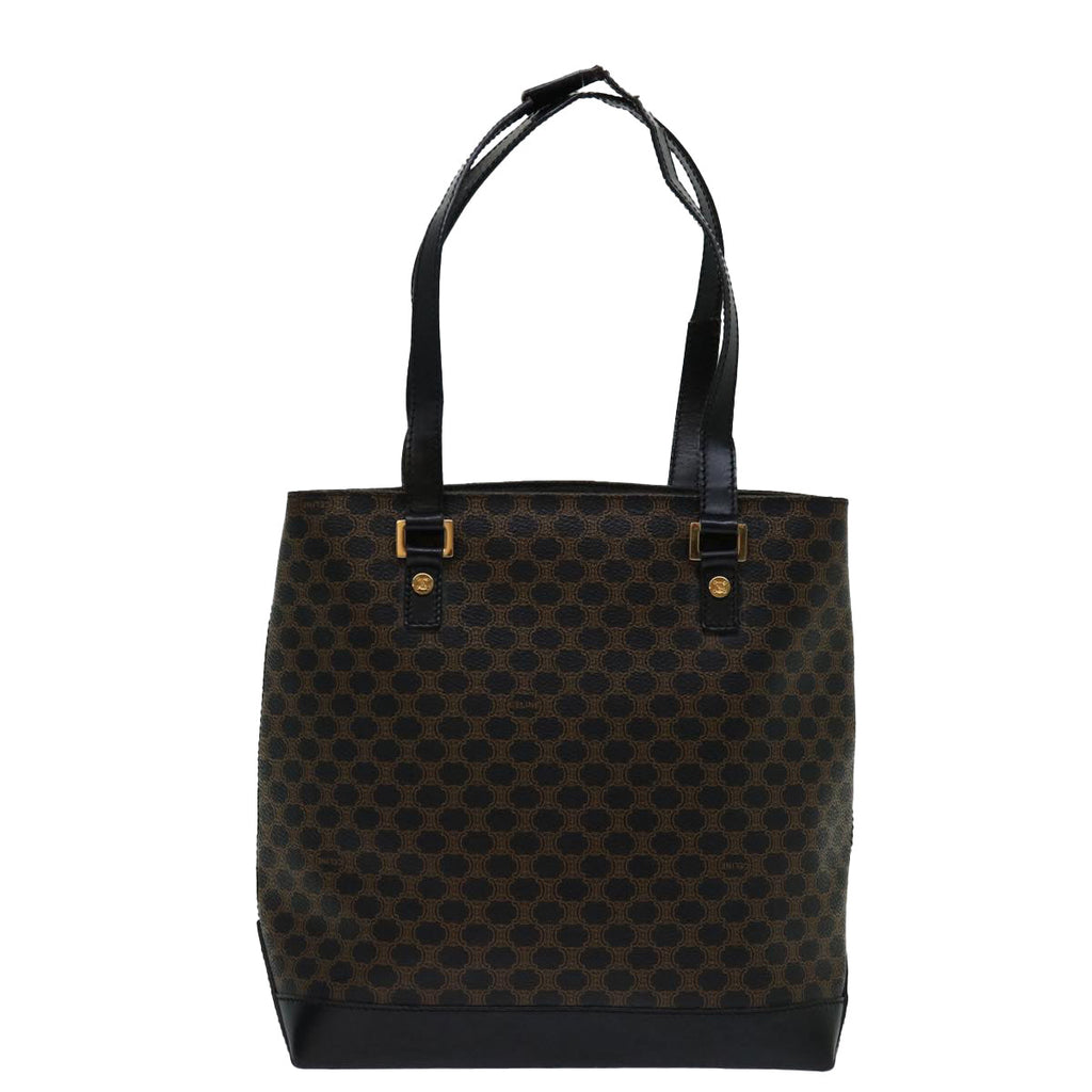 CELINE Macadam Canvas Tote Bag PVC Black Brown  mr055