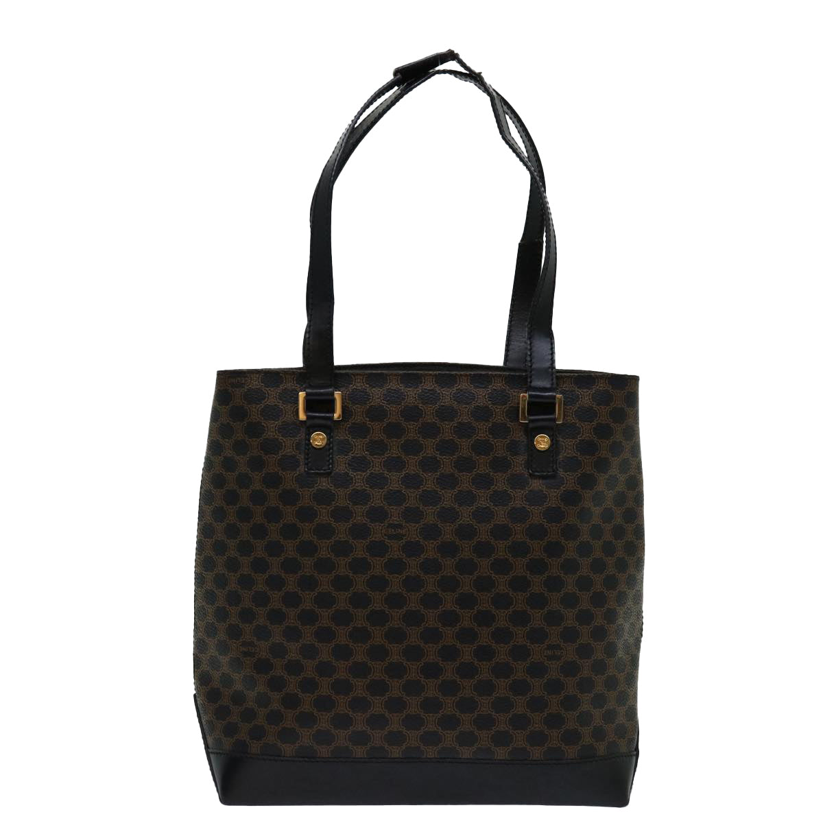 CELINE Macadam Canvas Tote Bag PVC Black Brown  mr055