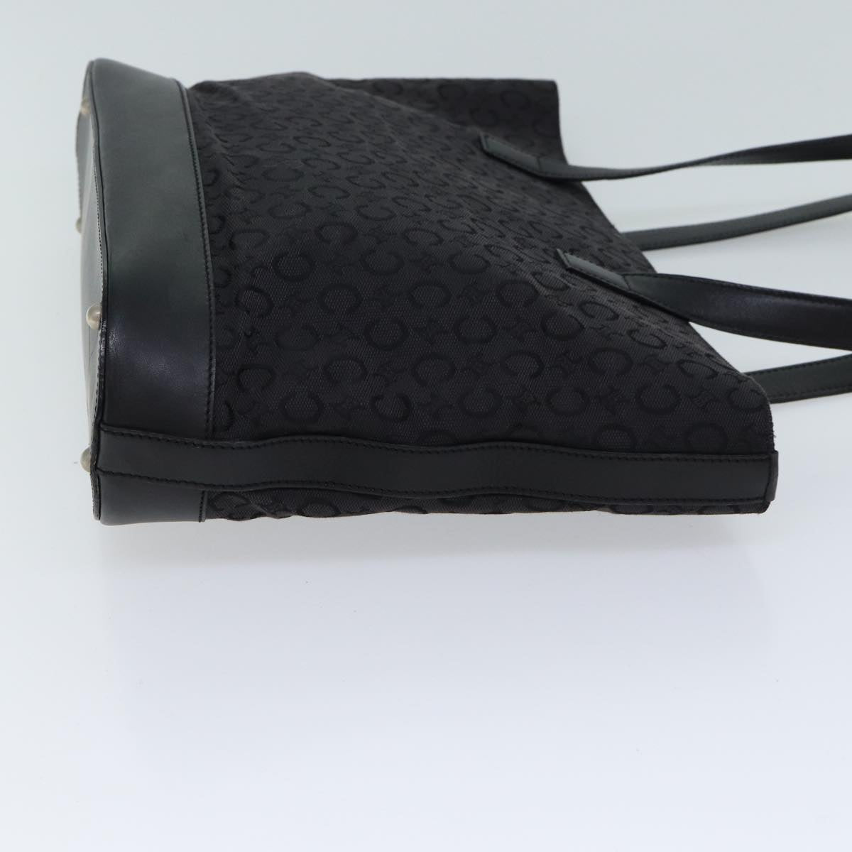 CELINE C Macadam Canvas Tote Bag Black Auth mr122