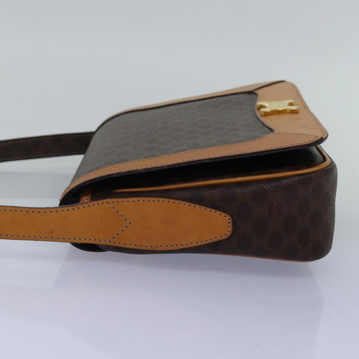 CELINE Macadam Canvas Shoulder Bag PVC Brown Auth mr169