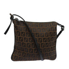 FENDI Zucchino Canvas Shoulder Bag Brownmr304