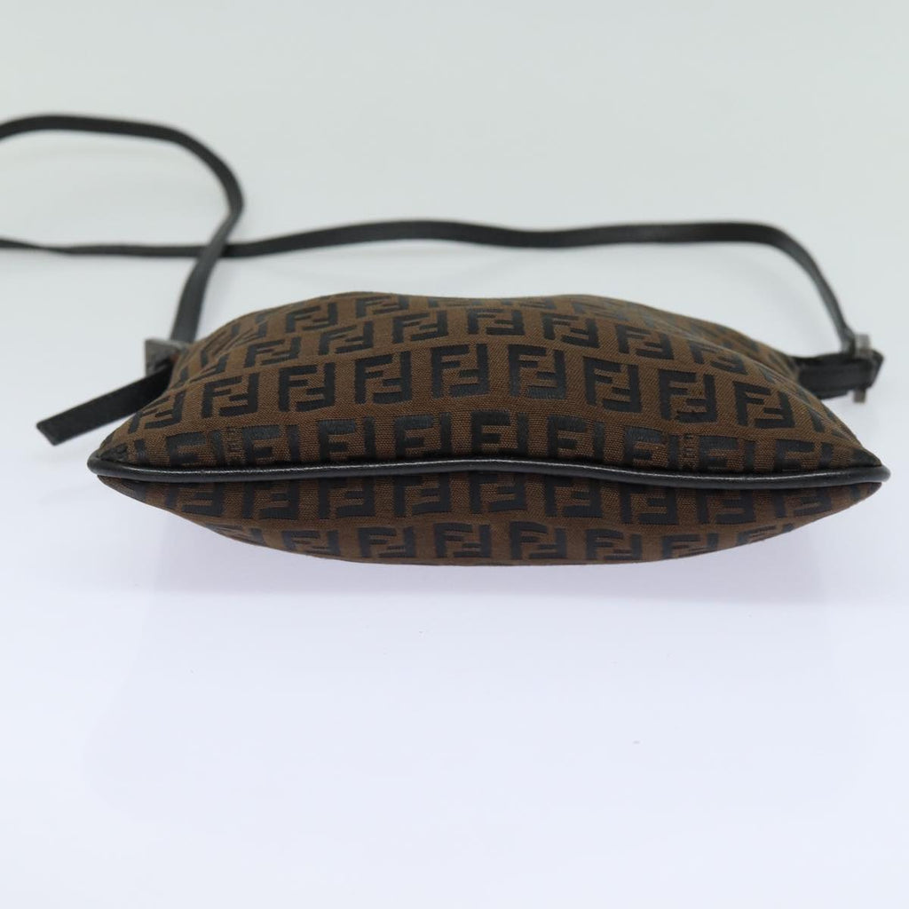 FENDI Zucchino Canvas Shoulder Bag Brownmr304