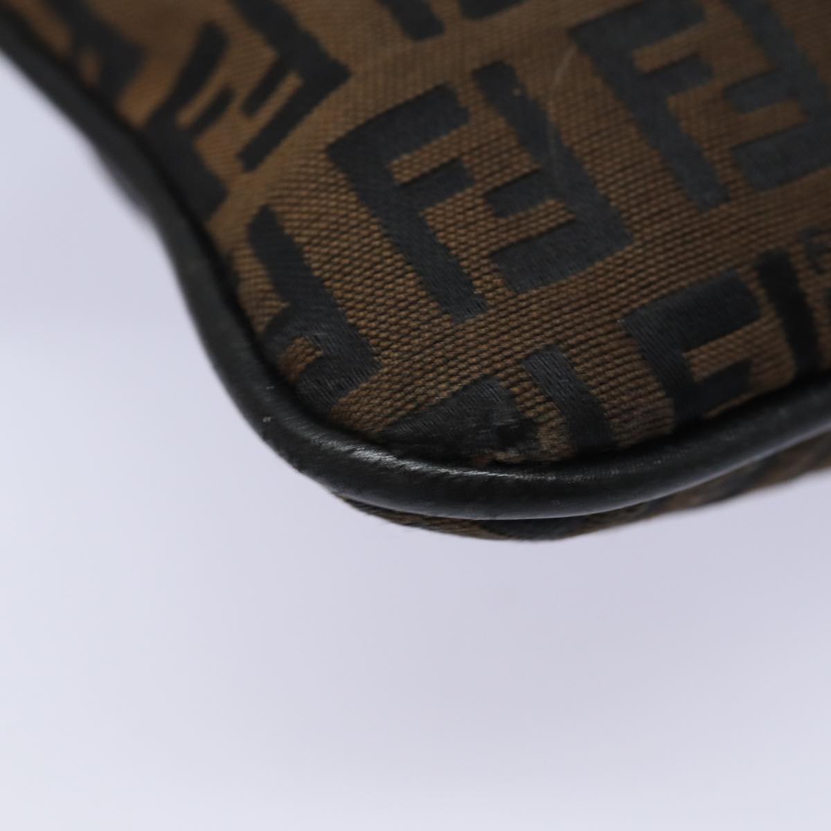 FENDI Zucchino Canvas Shoulder Bag Brownmr304