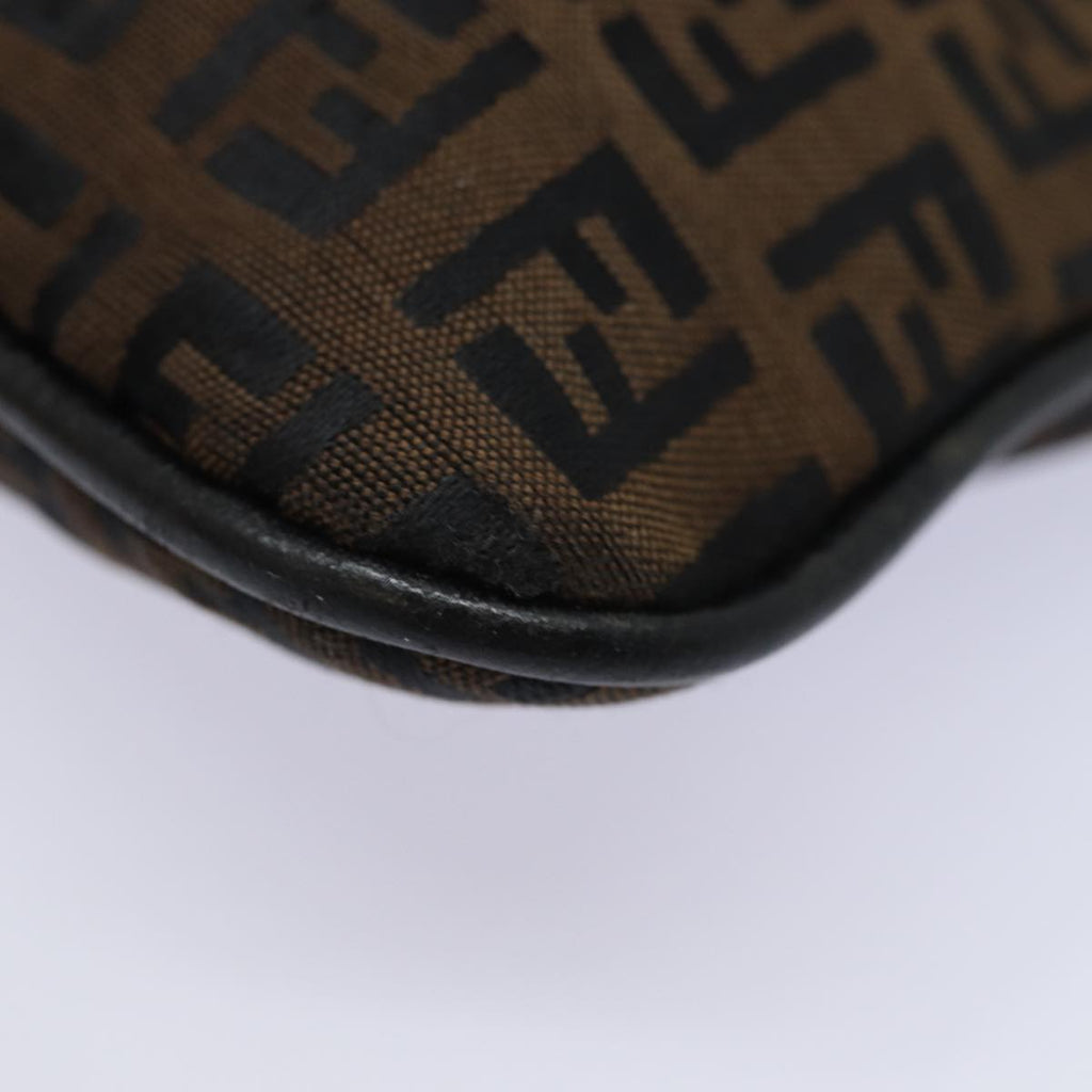 FENDI Zucchino Canvas Shoulder Bag Brownmr304