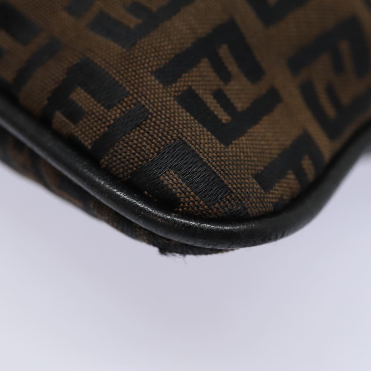 FENDI Zucchino Canvas Shoulder Bag Brownmr304