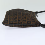 FENDI Zucchino Canvas Shoulder Bag Brownmr304