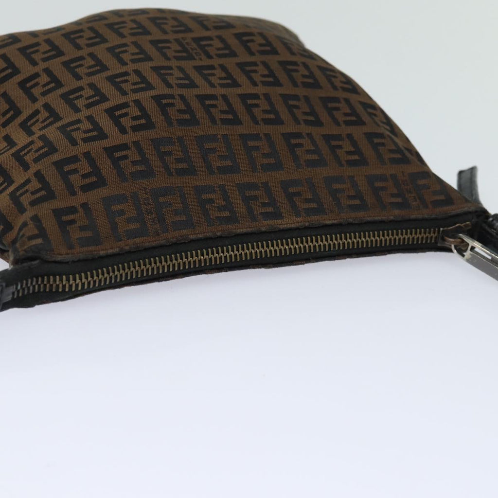 FENDI Zucchino Canvas Shoulder Bag Brownmr304
