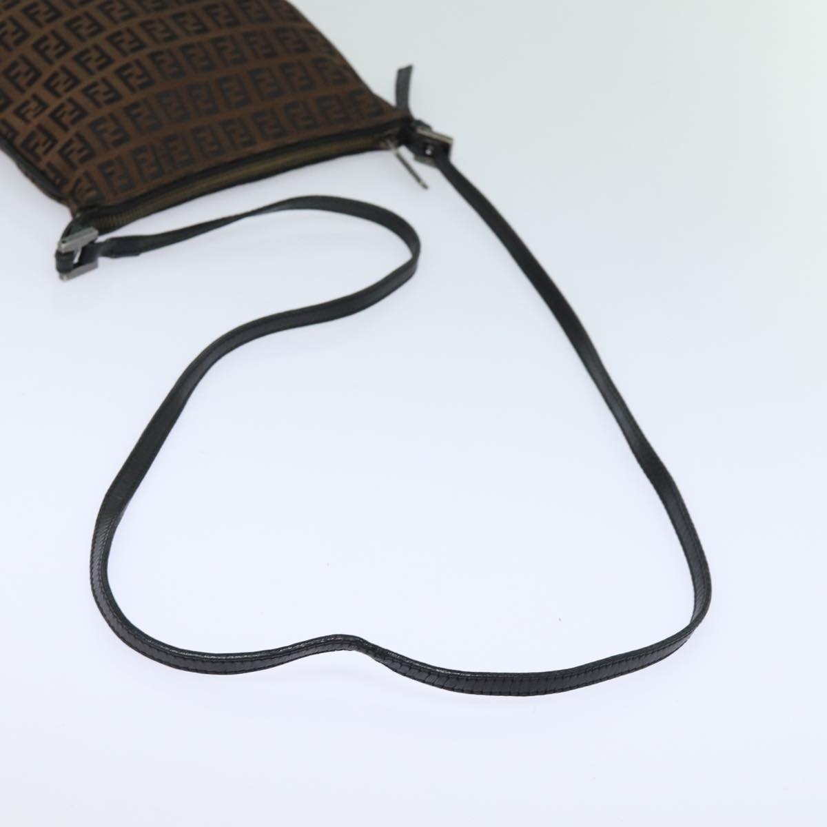 FENDI Zucchino Canvas Shoulder Bag Brownmr304