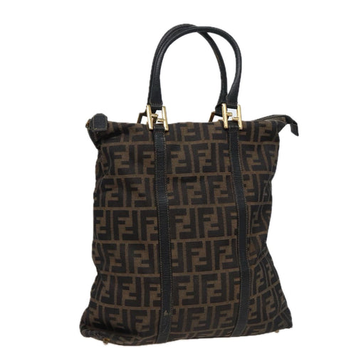 FENDI Zucca Canvas Hand Bag Brown Blackmr305