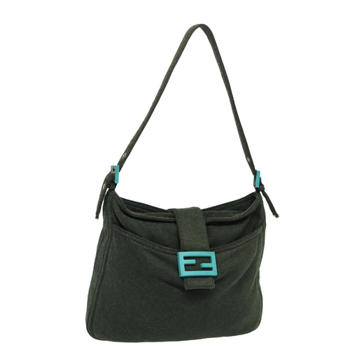 FENDI Mamma Baguette Shoulder Bag Cotton Greenmr306