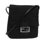 FENDI Zucchino Canvas Mamma Shoulder Bag Blackmr359