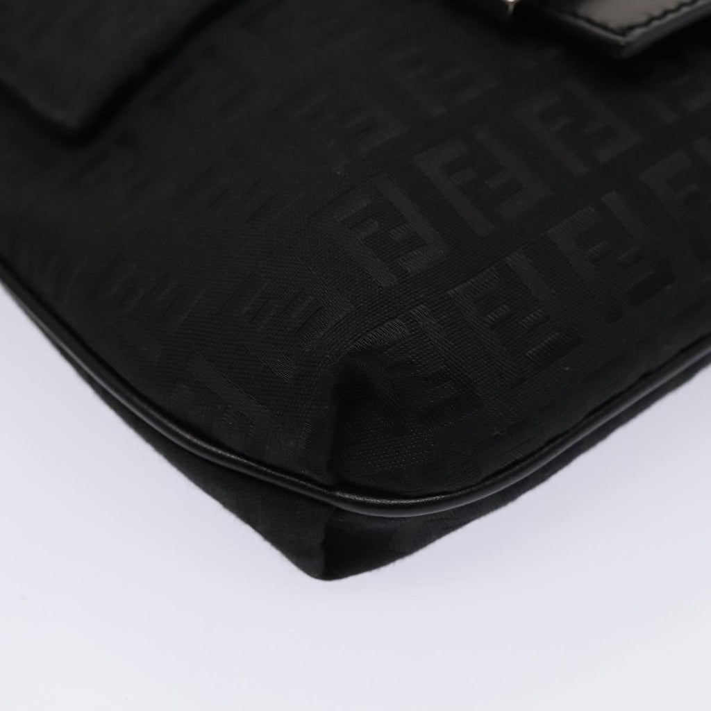 FENDI Zucchino Canvas Mamma Shoulder Bag Blackmr359
