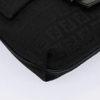 FENDI Zucchino Canvas Mamma Shoulder Bag Blackmr359