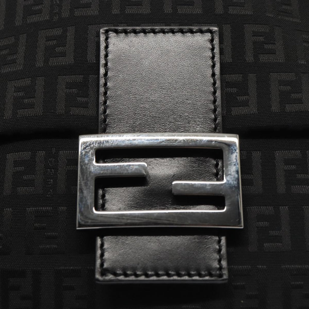 FENDI Zucchino Canvas Mamma Shoulder Bag Blackmr359