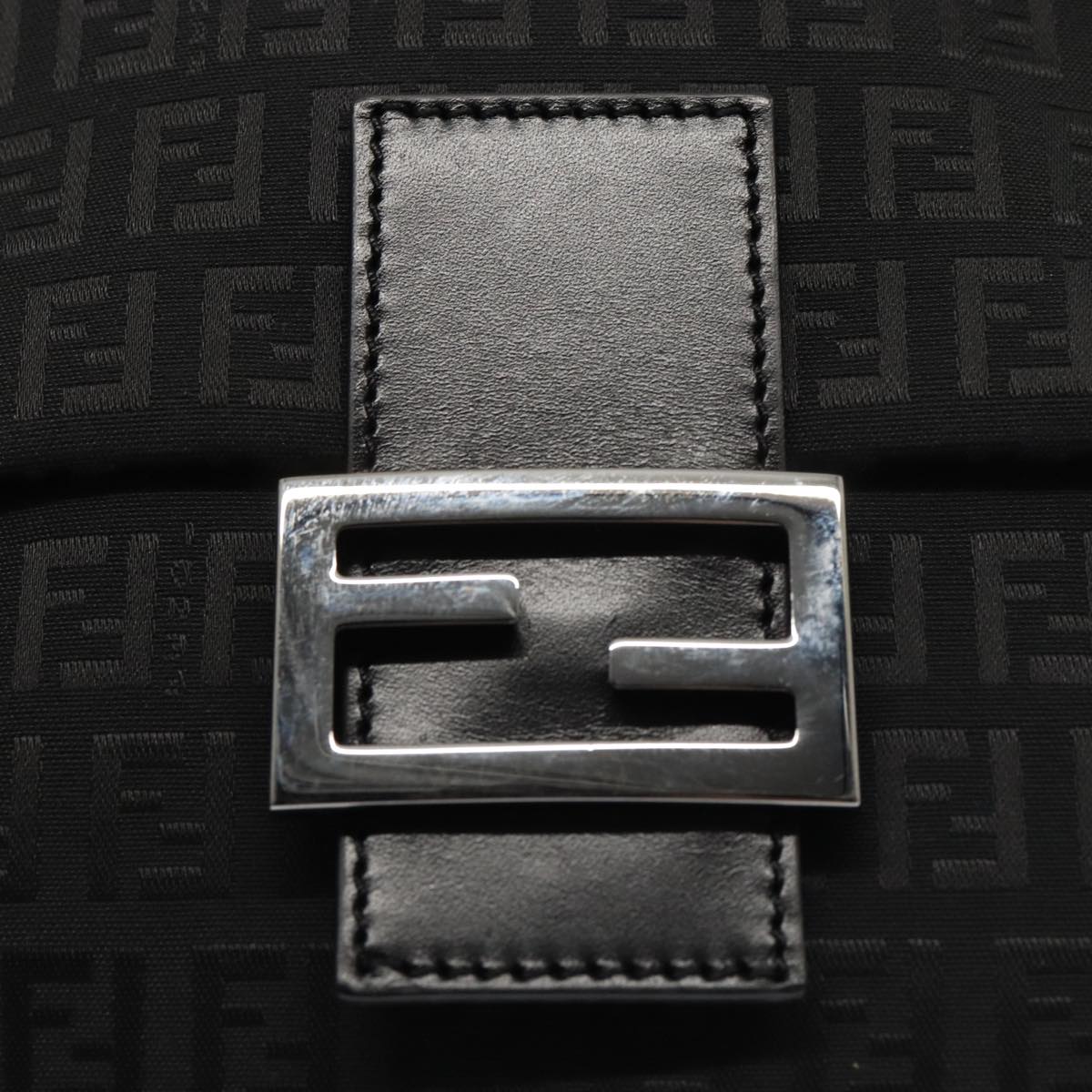 FENDI Zucchino Canvas Mamma Shoulder Bag Blackmr359