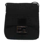 FENDI Zucchino Canvas Mamma Shoulder Bag Blackmr359