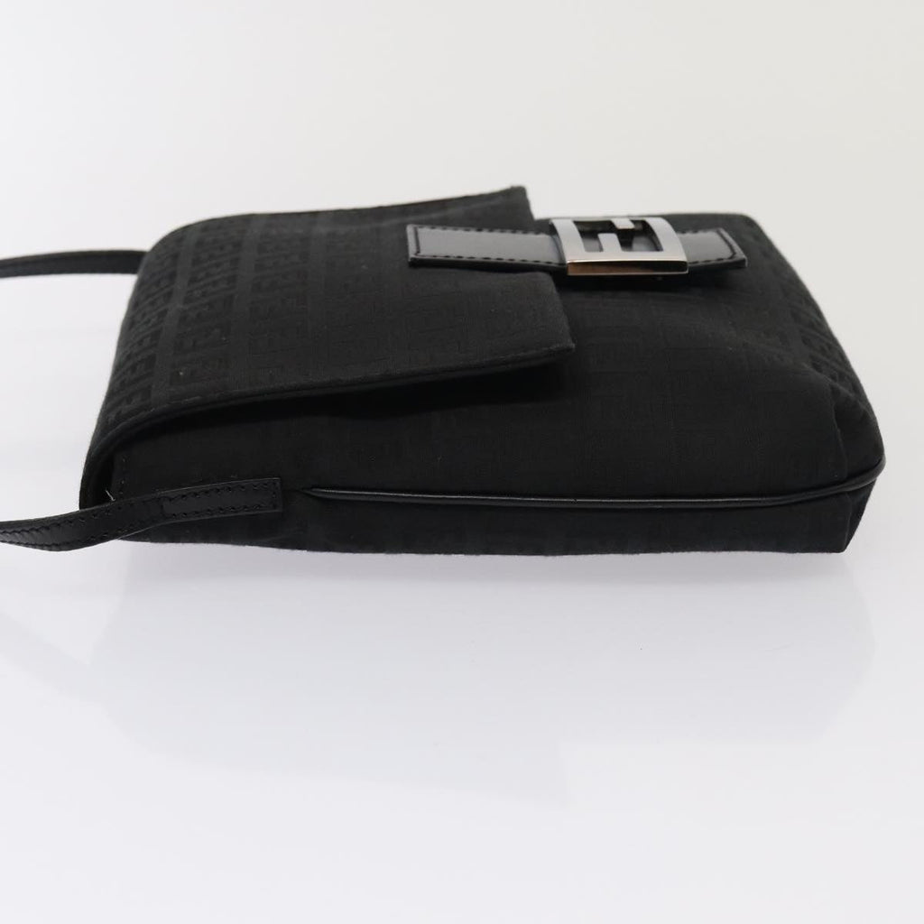 FENDI Zucchino Canvas Mamma Shoulder Bag Blackmr359