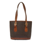 CELINE Macadam Canvas Tote Bag PVC Leather Brown Auth mr371