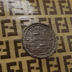 FENDI Zucchino Canvas Shoulder Bag Brown Silvermr463