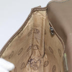 FENDI Zucchino Canvas Shoulder Bag Brown Silvermr463
