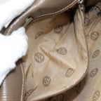 FENDI Zucchino Canvas Shoulder Bag Brown Silvermr463