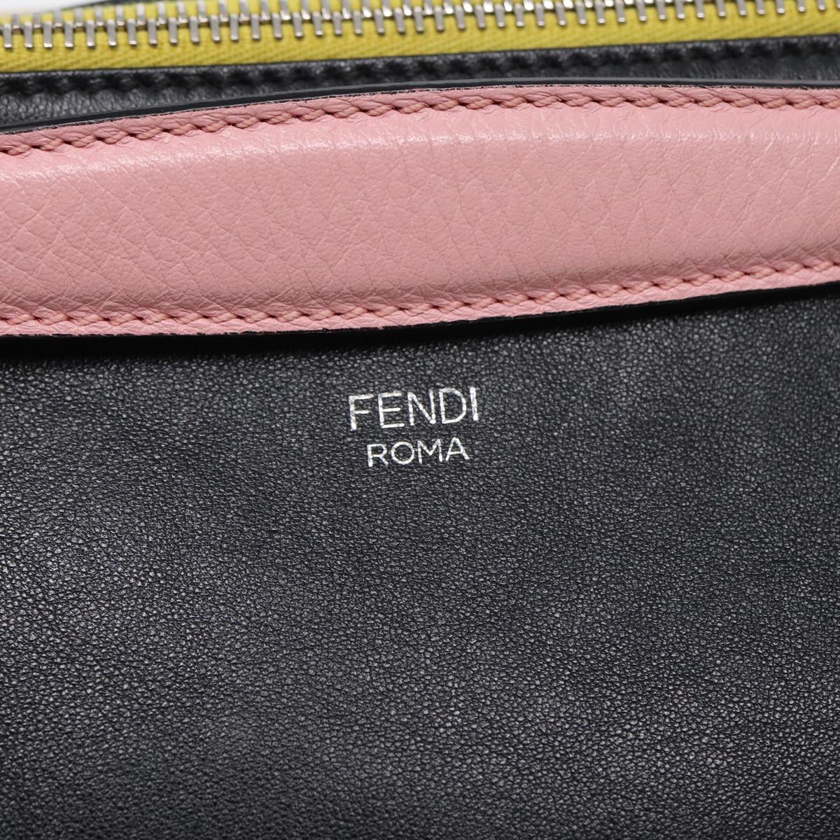 FENDI By The Way Medium Hand Bag Leather 2way Black Silvermr464