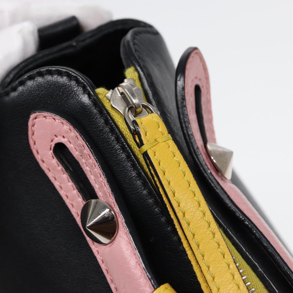 FENDI By The Way Medium Hand Bag Leather 2way Black Silvermr464