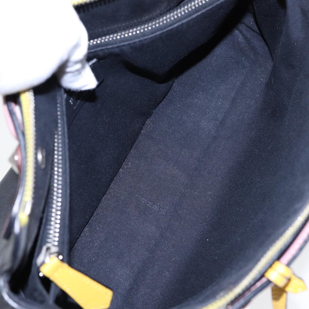 FENDI By The Way Medium Hand Bag Leather 2way Black Silvermr464