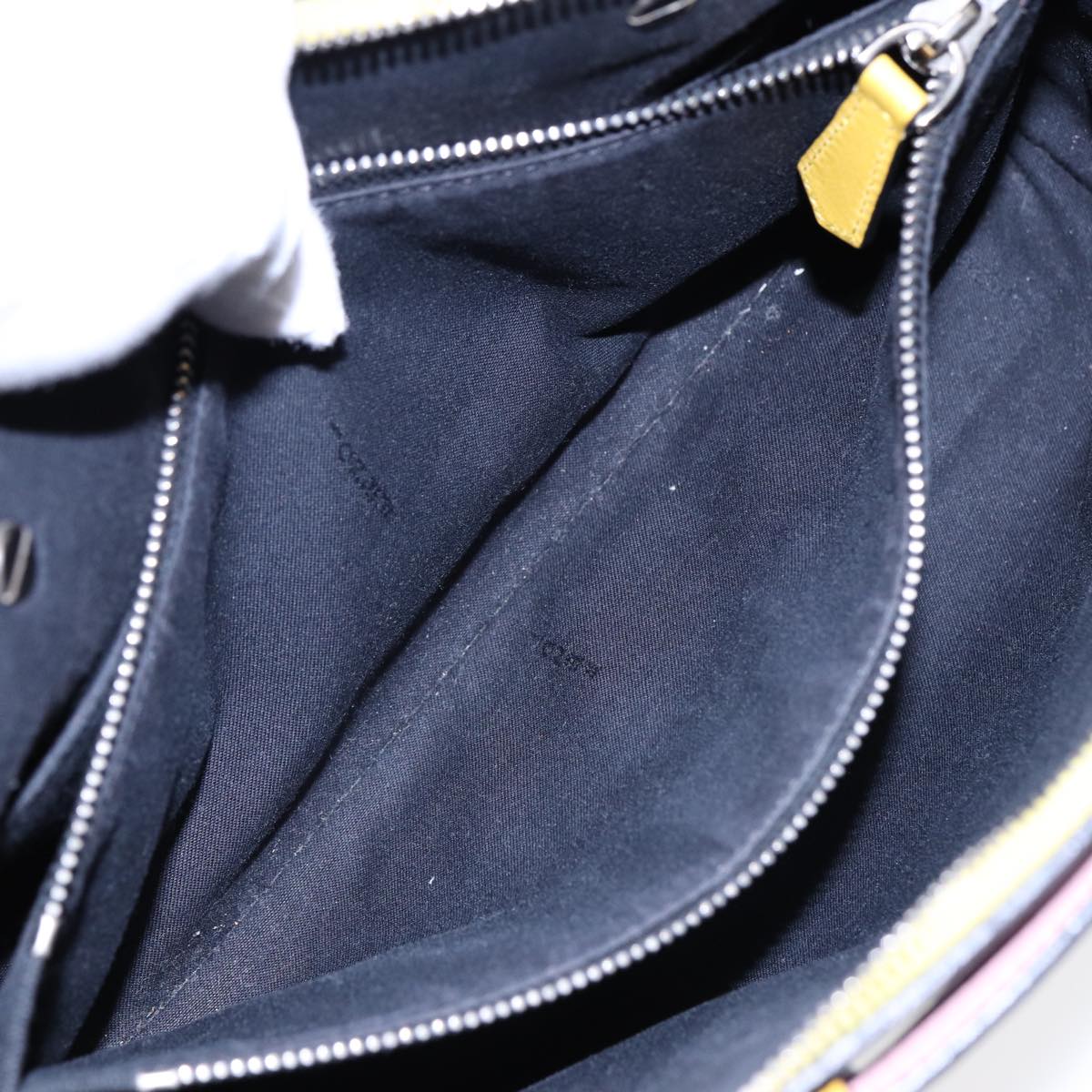 FENDI By The Way Medium Hand Bag Leather 2way Black Silvermr464