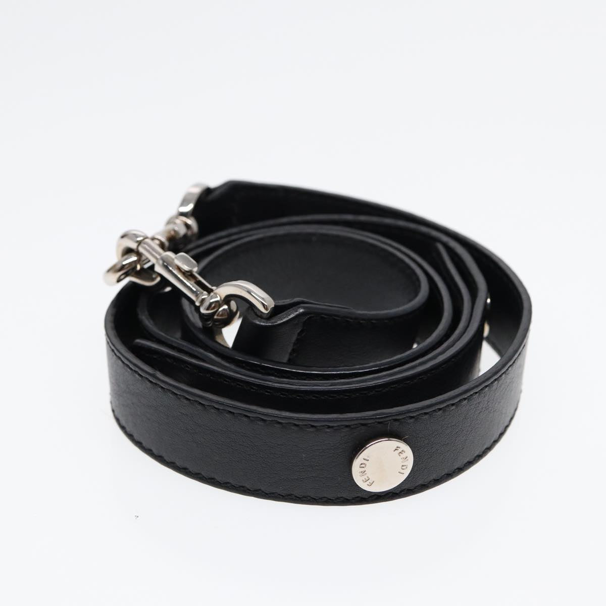 FENDI By The Way Medium Hand Bag Leather 2way Black Silvermr464