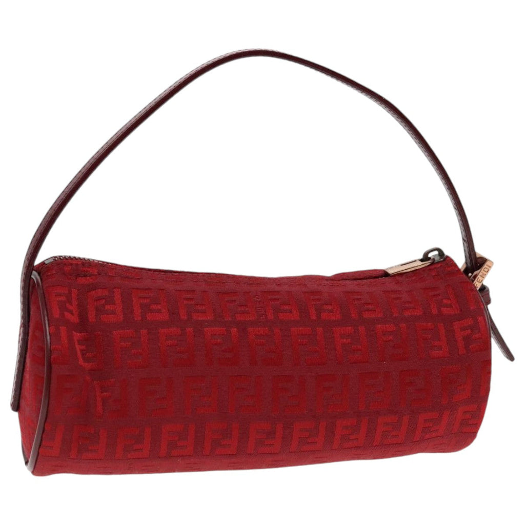FENDI Zucchino Canvas Pouch Red Silvermr496