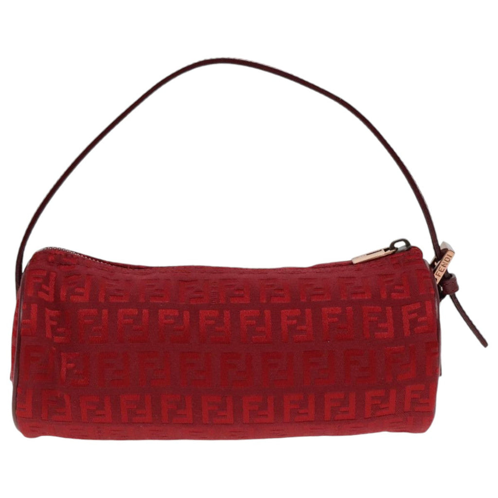 FENDI Zucchino Canvas Pouch Red Silvermr496
