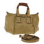 Chloe Etel Shoulder Bag Leather Beige Silver mr503