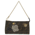 FENDI Zucca Canvas Chain Ladybug Accessory Pouch Brown Blackmr567A