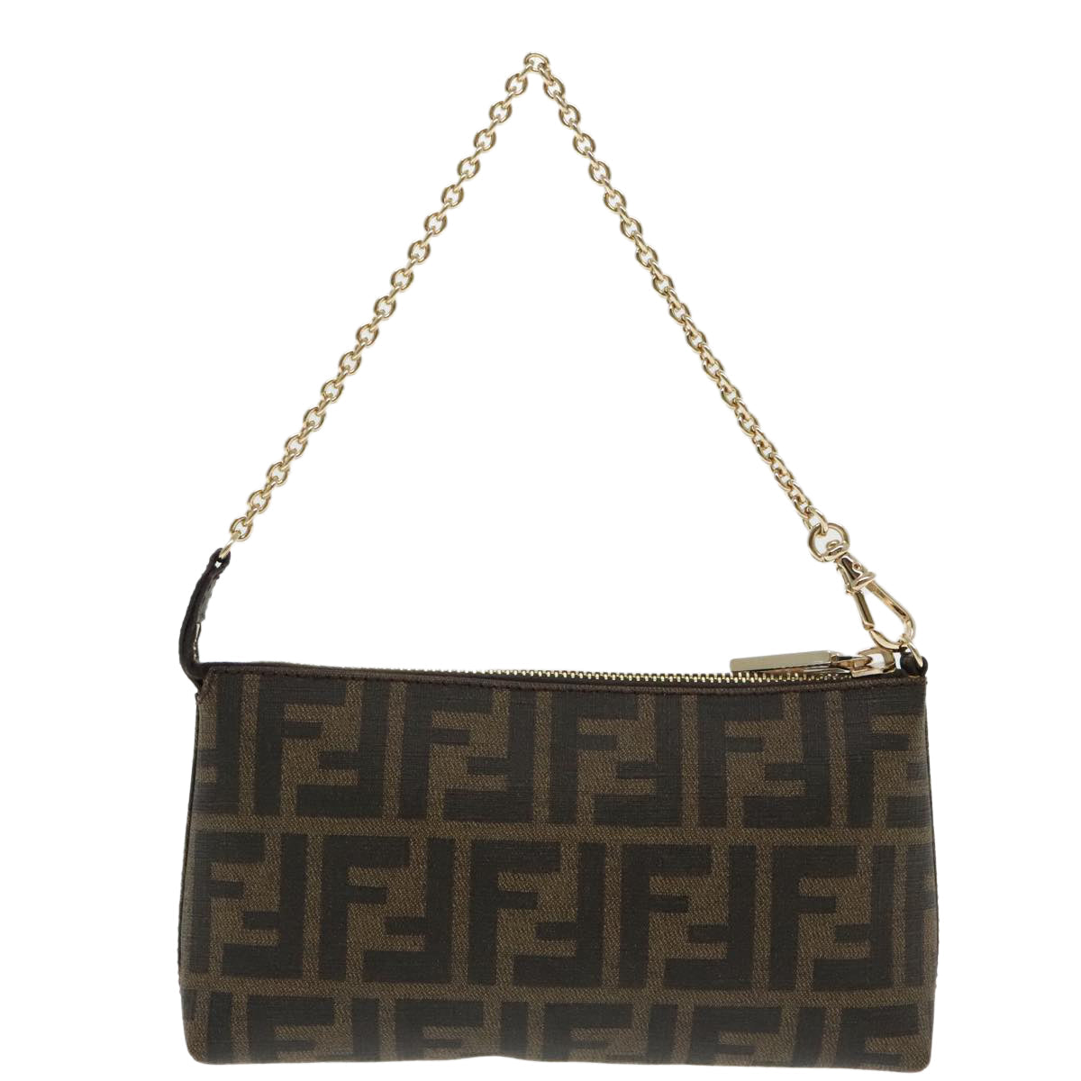 FENDI Zucca Canvas Chain Ladybug Accessory Pouch Brown Blackmr567A