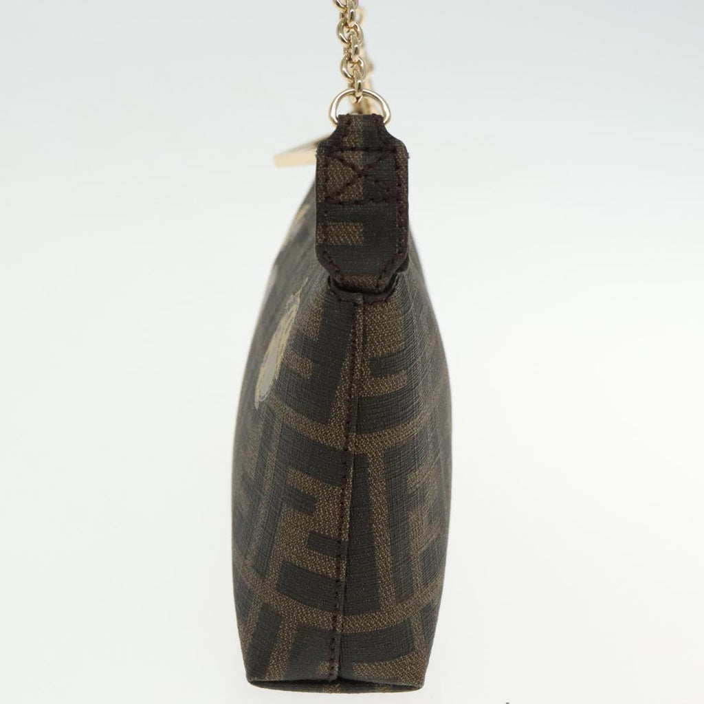 FENDI Zucca Canvas Chain Ladybug Accessory Pouch Brown Blackmr567A
