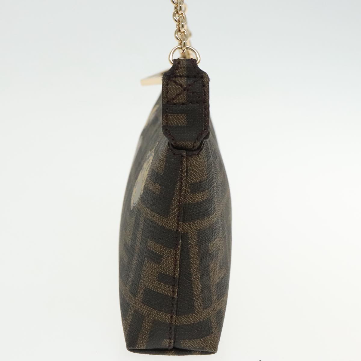 FENDI Zucca Canvas Chain Ladybug Accessory Pouch Brown Blackmr567A