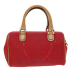 FENDI Zucchino Canvas Hand Bag 2way Red Brown Goldmr568