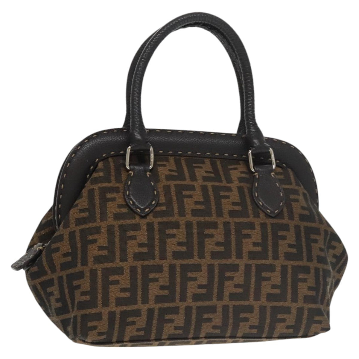 FENDI Zucca Canvas Hand Bag Brown Black 8BN123mr719