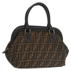 FENDI Zucca Canvas Hand Bag Brown Black 8BN123mr719
