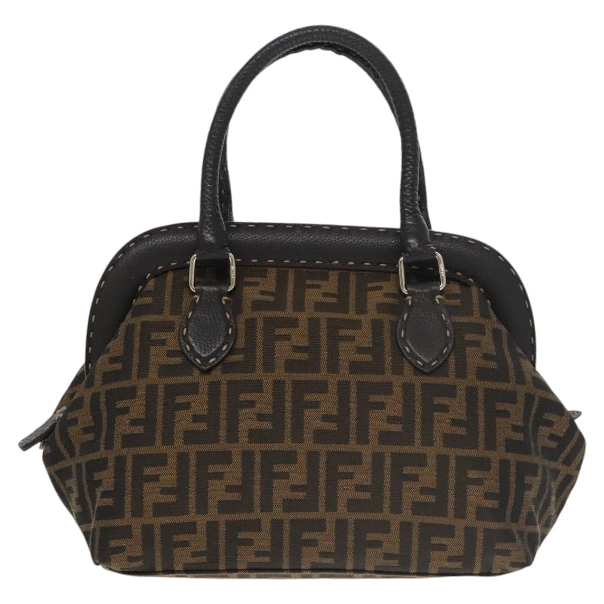 FENDI Zucca Canvas Hand Bag Brown Black 8BN123mr719