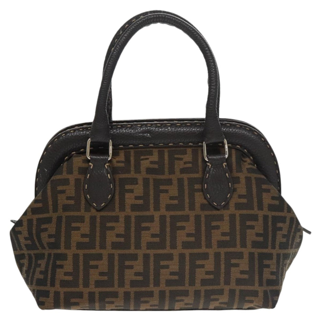 FENDI Zucca Canvas Hand Bag Brown Black 8BN123mr719