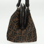 FENDI Zucca Canvas Hand Bag Brown Black 8BN123mr719