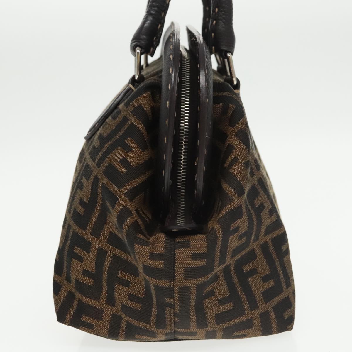 FENDI Zucca Canvas Hand Bag Brown Black 8BN123mr719