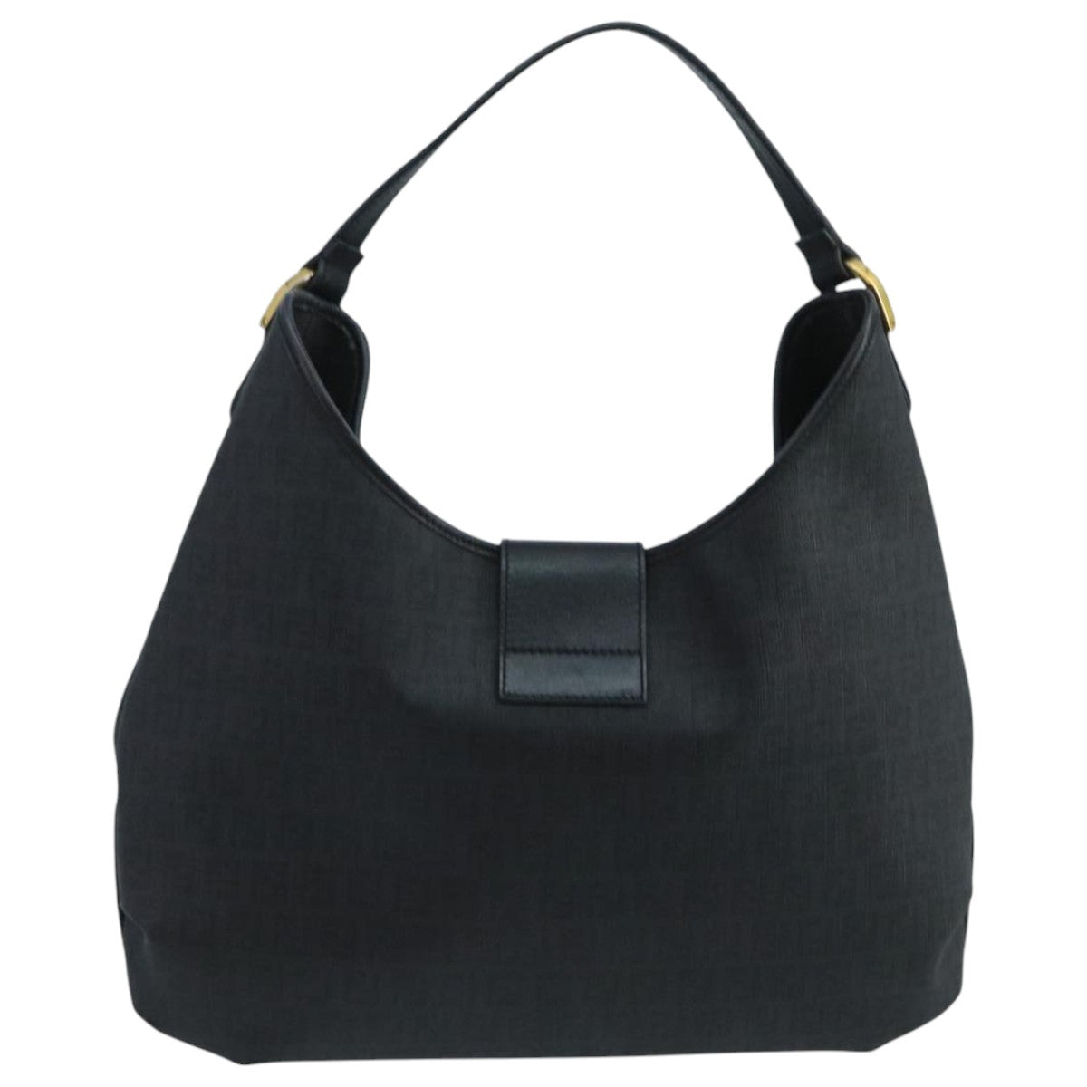 FENDI Zucchino Canvas Shoulder Bag Blackmr746